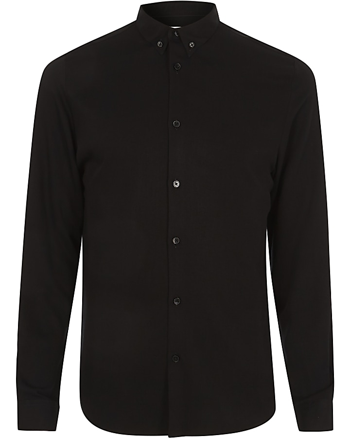 Black long sleeve slim fit shirt