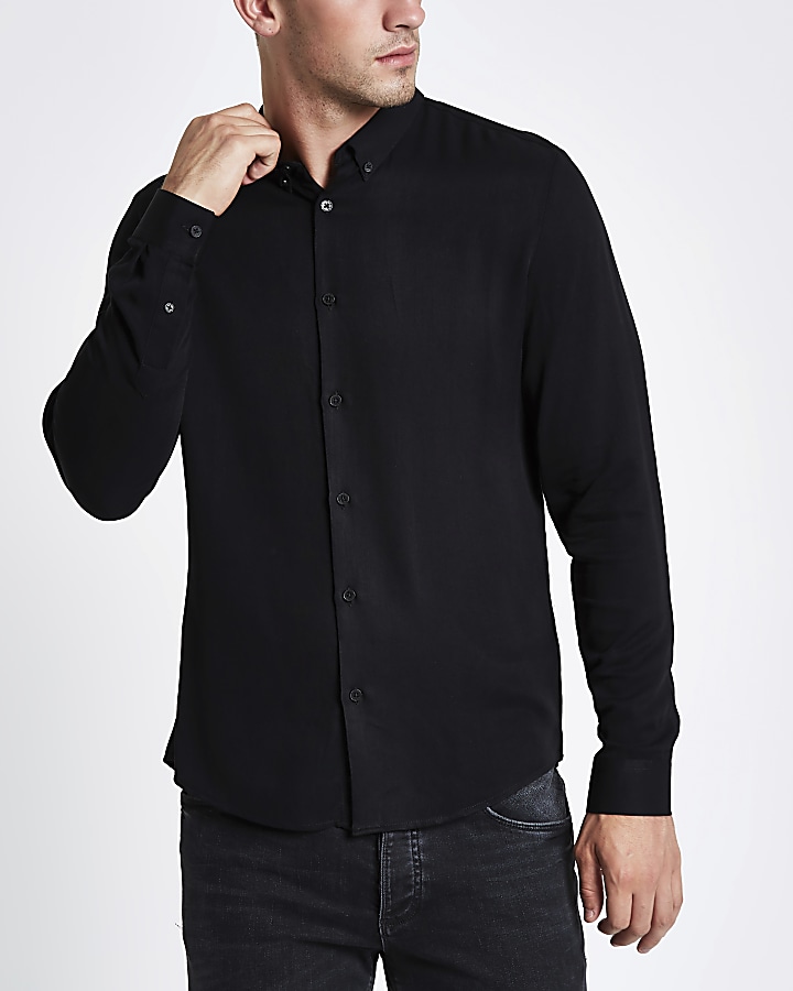 Black long sleeve slim fit shirt