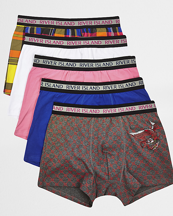 Red dragon check print trunks multipack