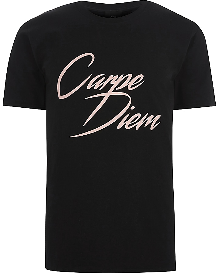 Black 'Carpe Diem' short sleeve T-shirt
