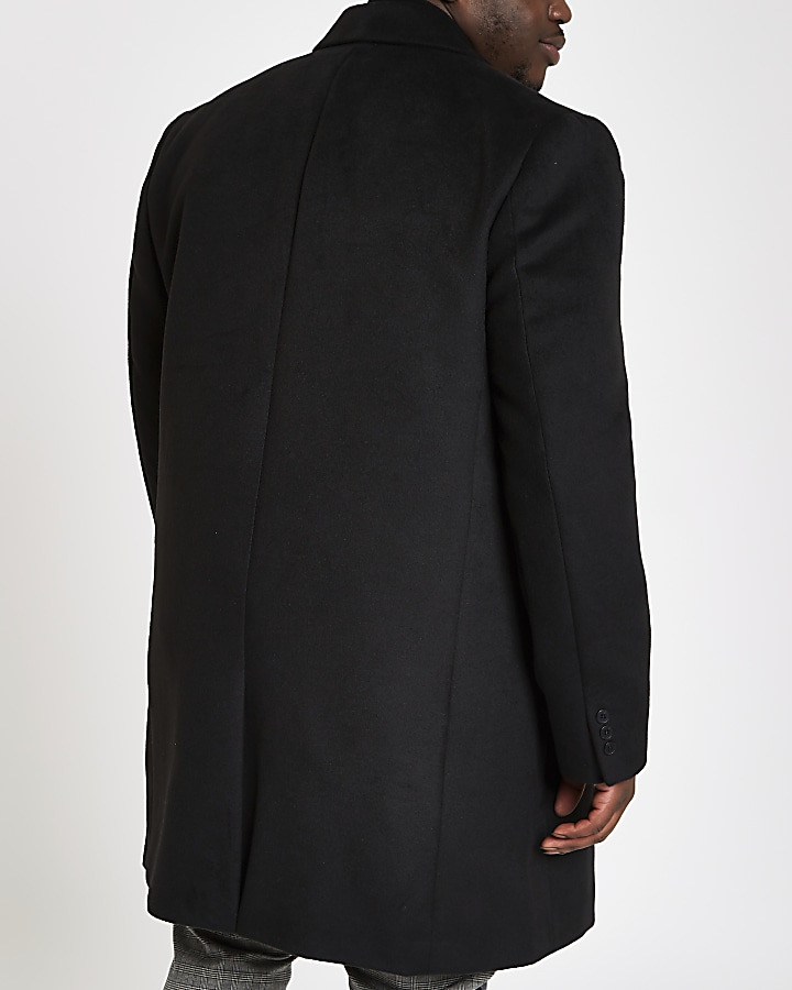 Big and Tall black button-down overcoat
