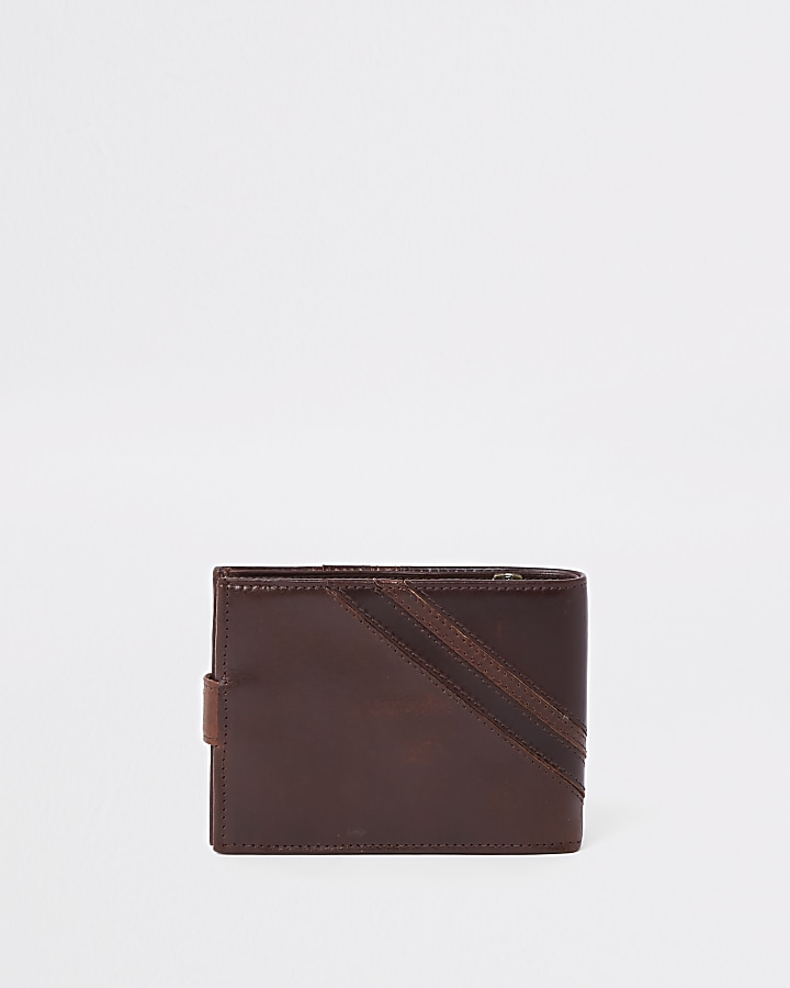 Brown leather stripe wallet