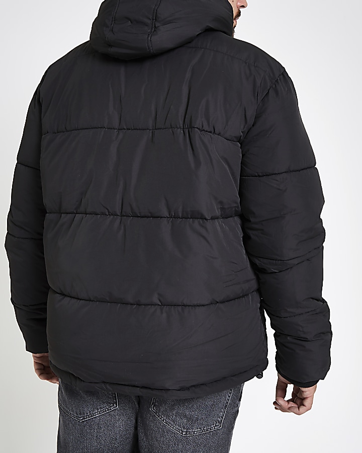 Big and Tall black hooded puffer jacket