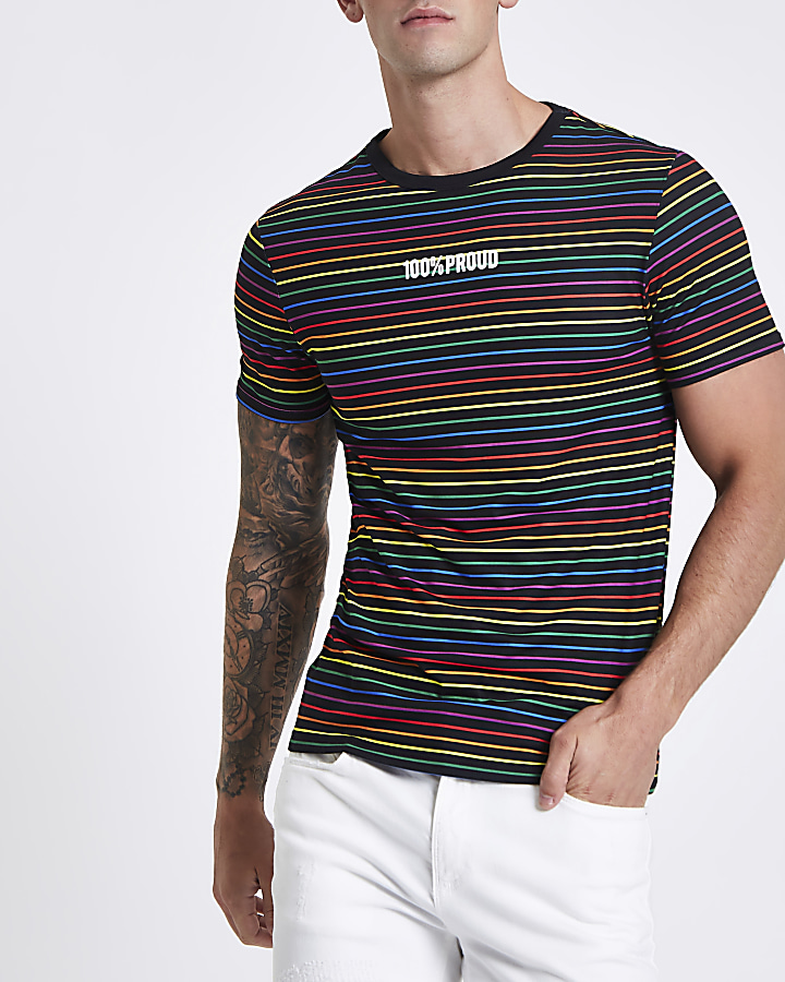 Black Pride stripe muscle fit T-shirt