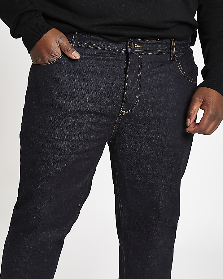 Big and Tall dark blue tapered jeans