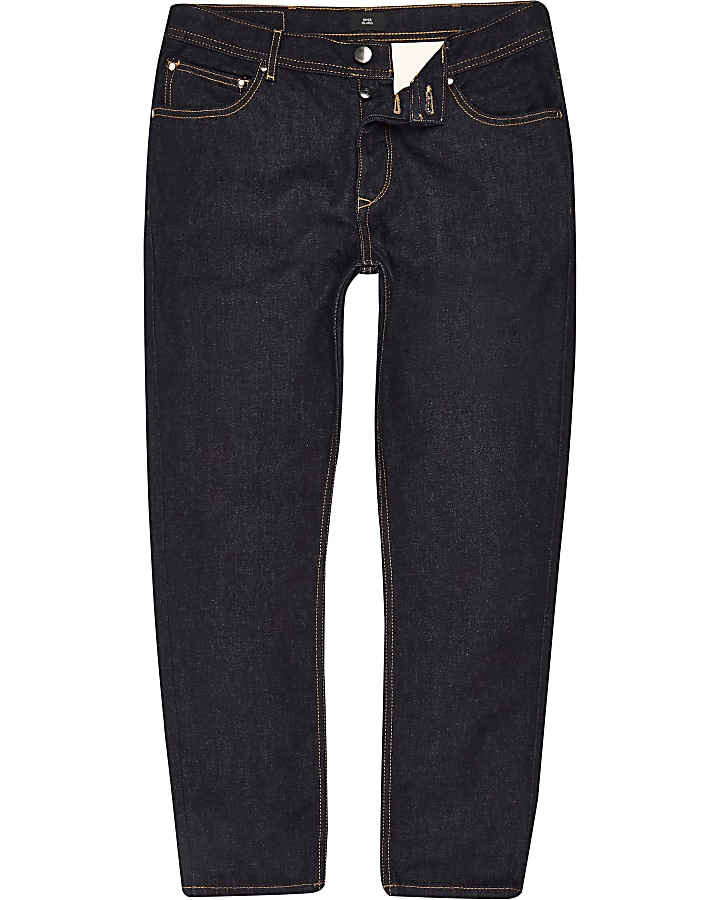Big and Tall dark blue tapered jeans