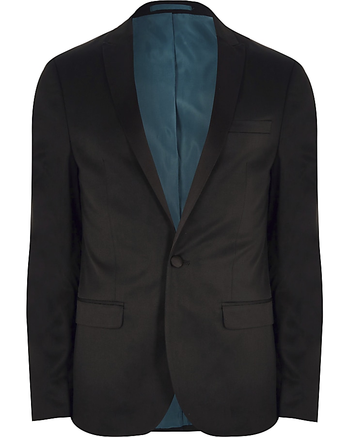 Big and Tall black skinny fit suit jacket
