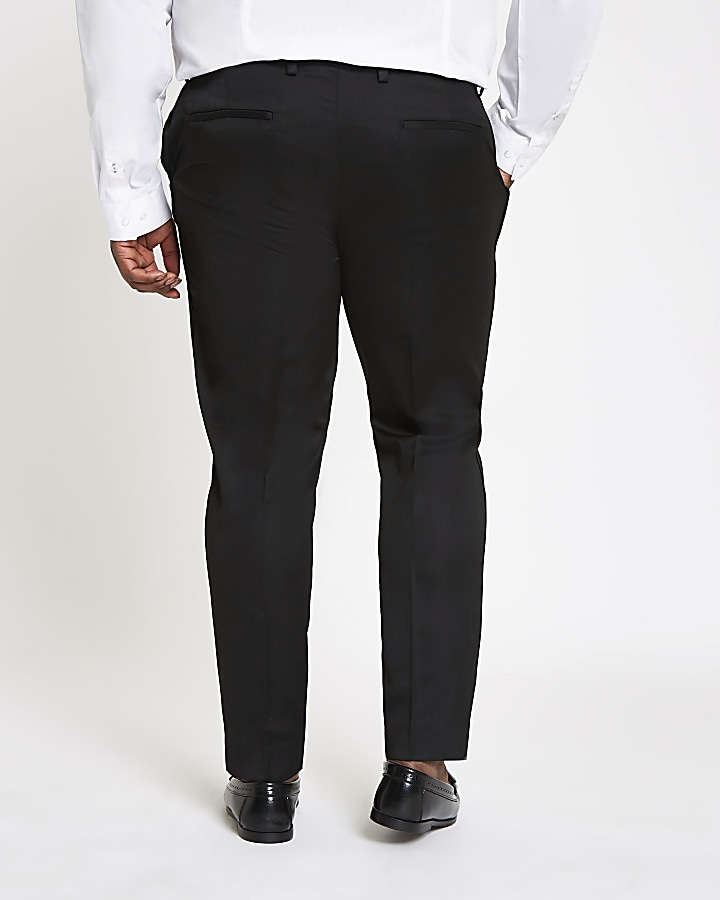 Big and Tall black skinny suit trousers