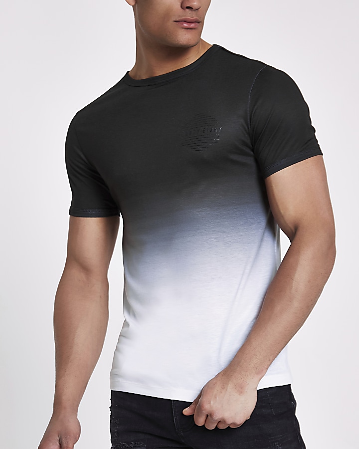 Black ‘ninety-eight’ fade muscle fit T-shirt