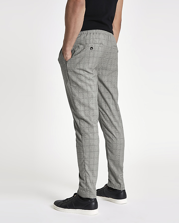 Bellfield grey check elasticated trousers