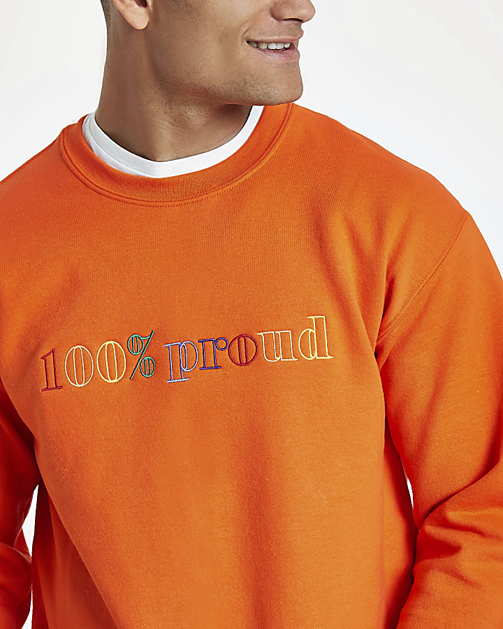 Orange '100% proud’ pride sweatshirt