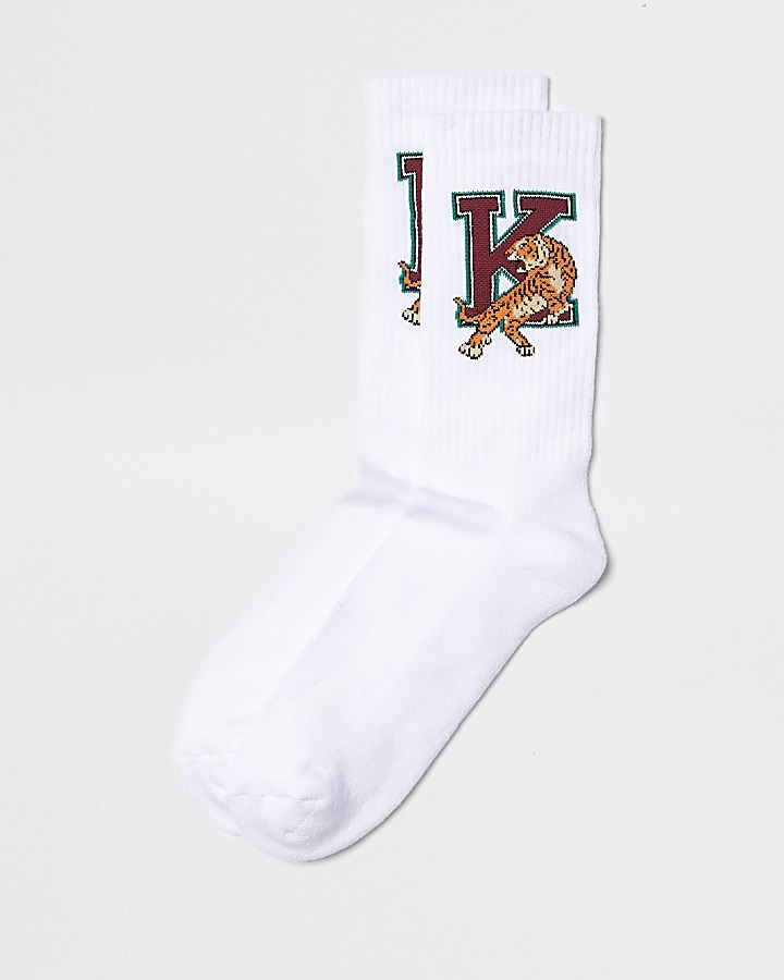 White college tiger print socks