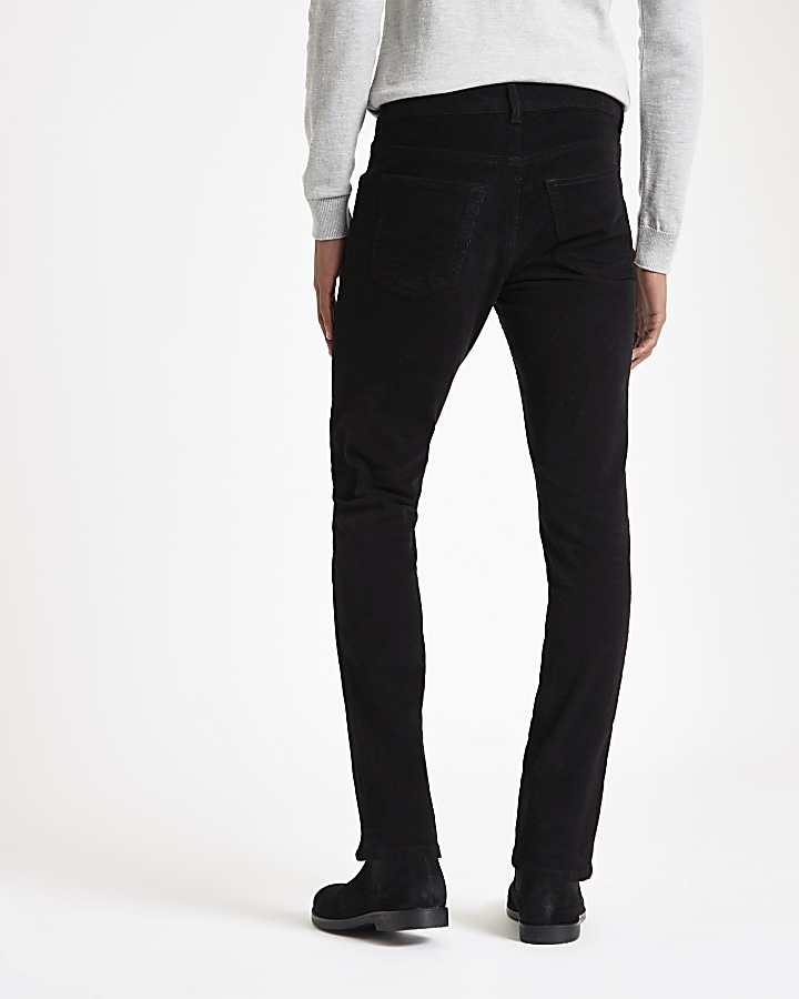 Black cord skinny stretch trousers