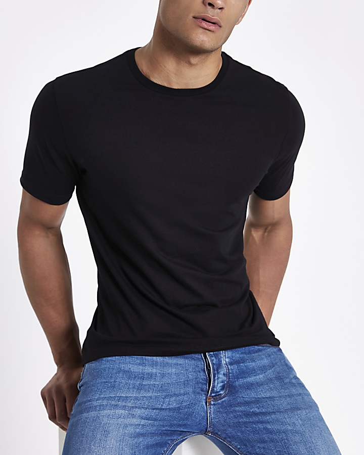 Black slim fit short sleeve t-shirt