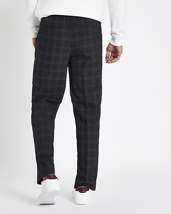 Grey check wide leg smart trousers