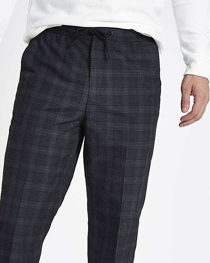 Grey check wide leg smart trousers