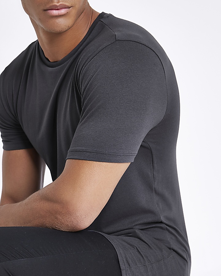 Grey muscle fit longline T-shirt