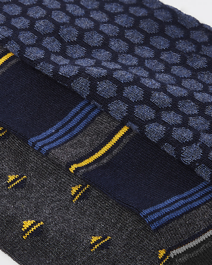 Navy print smart socks multipack