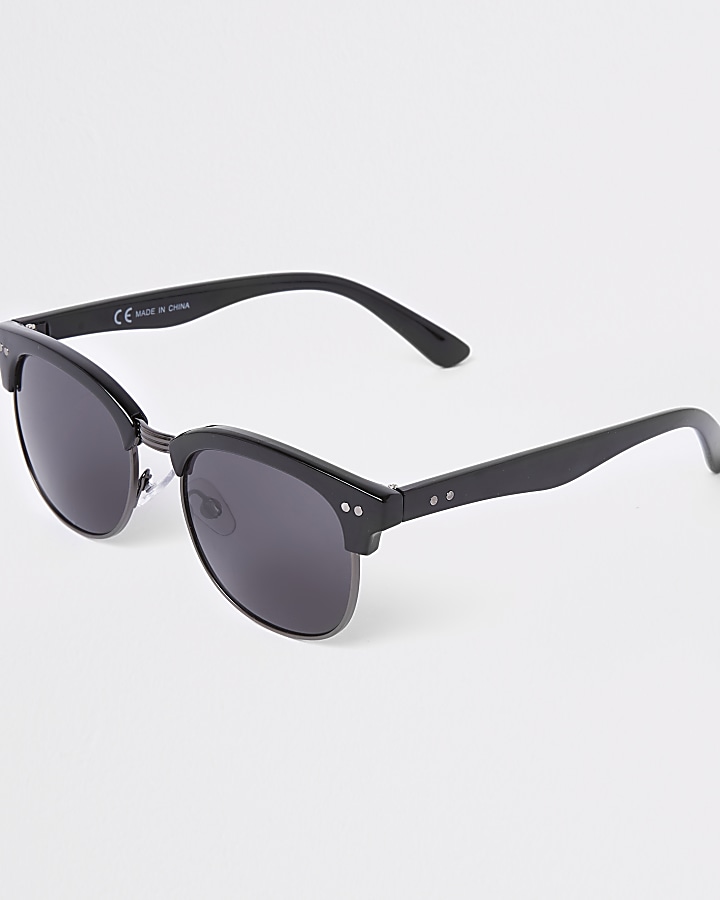 Black tinted lens retro frame sunglasses