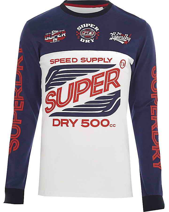Superdry white logo long sleeve T-shirt