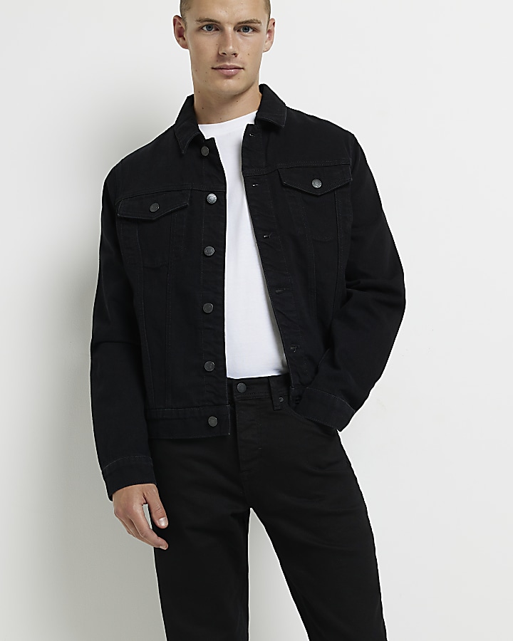 Black straight fit jeans | River Island