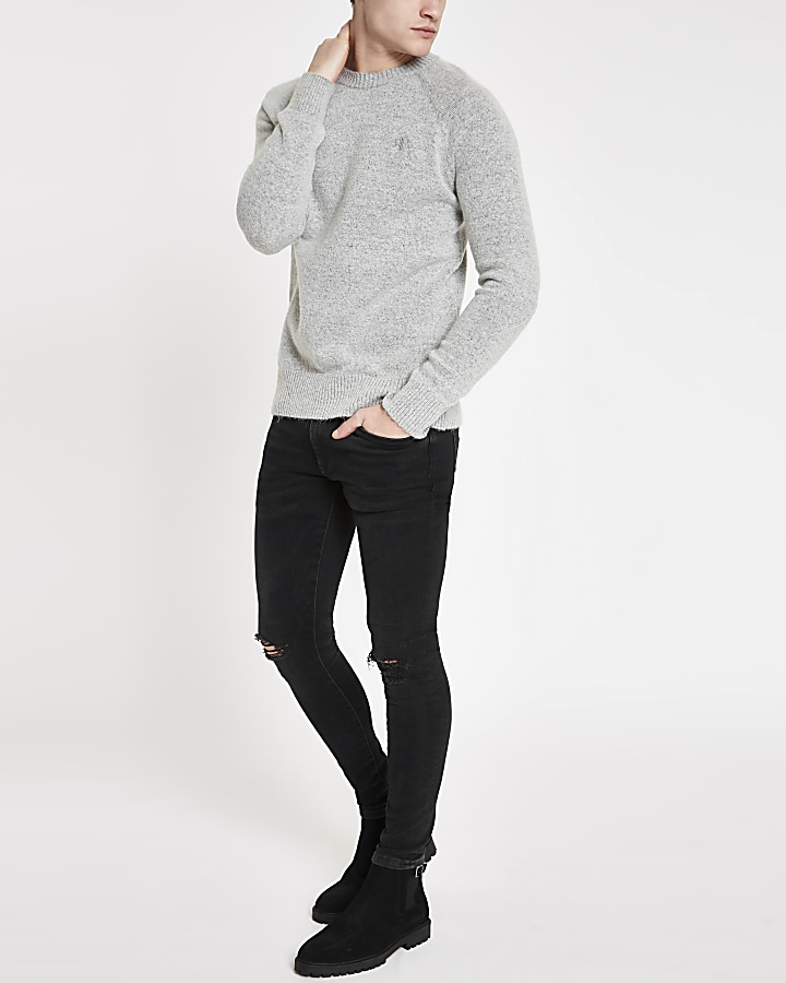 Grey knit slim fit jumper