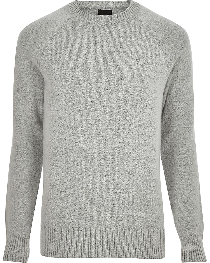 Grey knit slim fit jumper