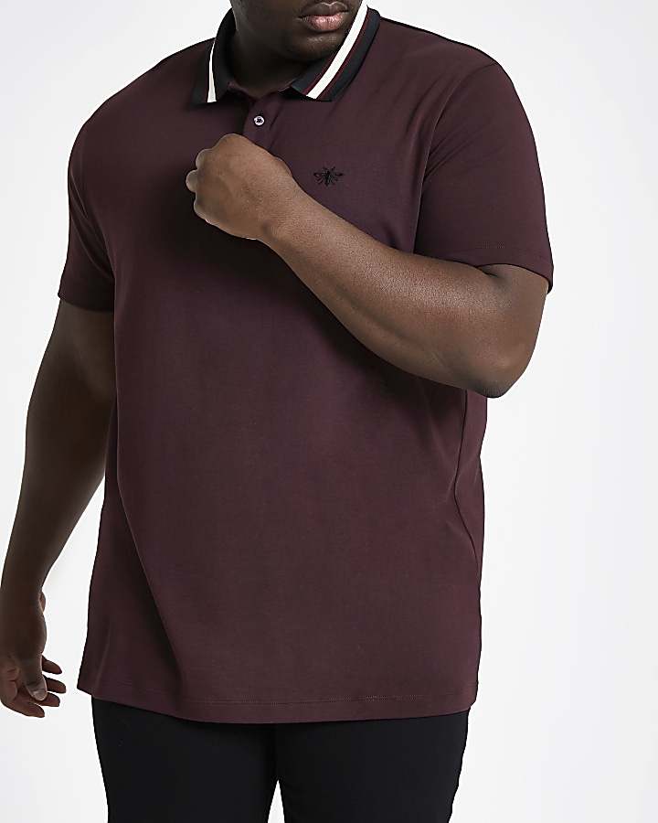 Big and Tall burgundy slim fit polo shirt