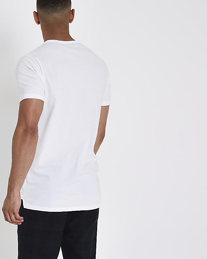 White longline crew neck T-shirt