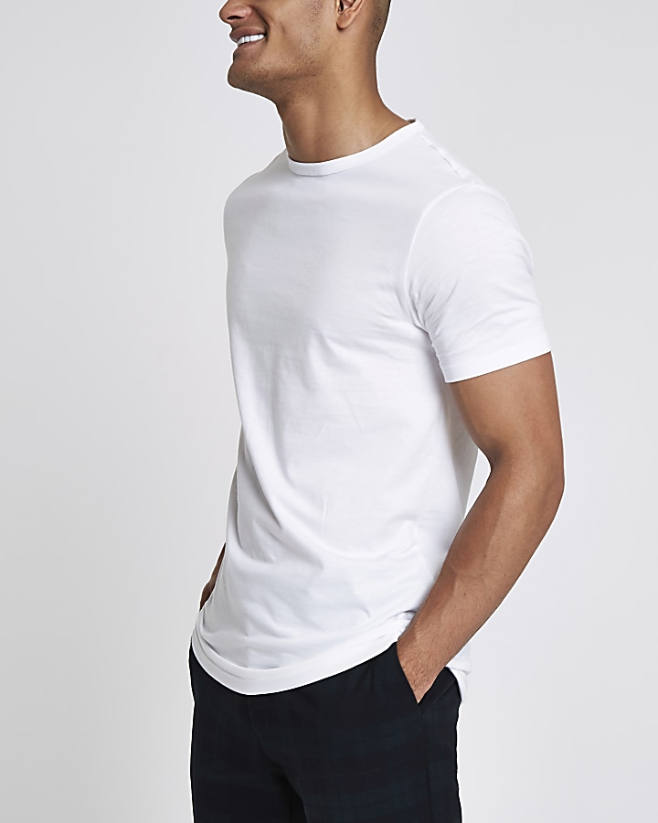 White longline crew neck T-shirt