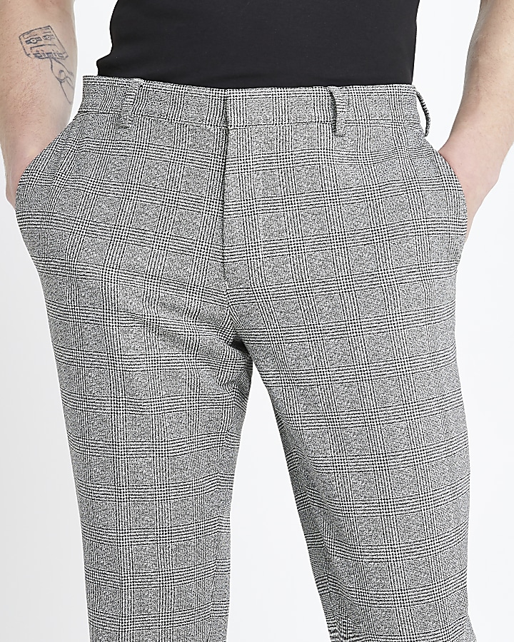 Grey check super skinny fit trousers