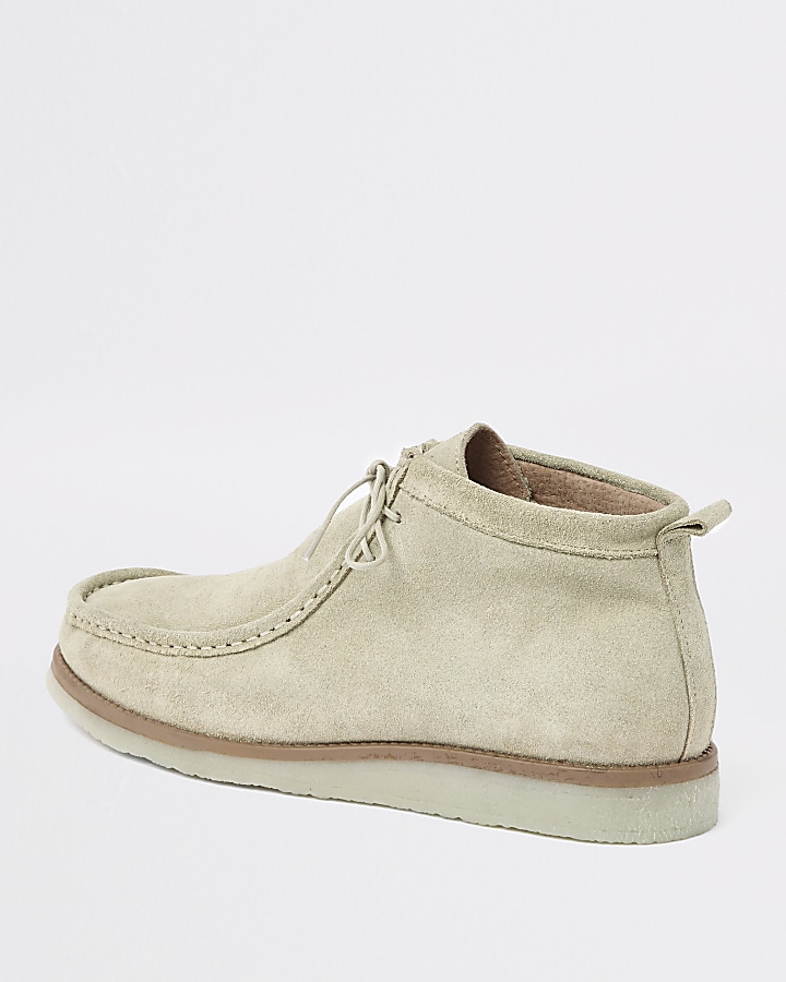Stone suede lace up moccasin boot