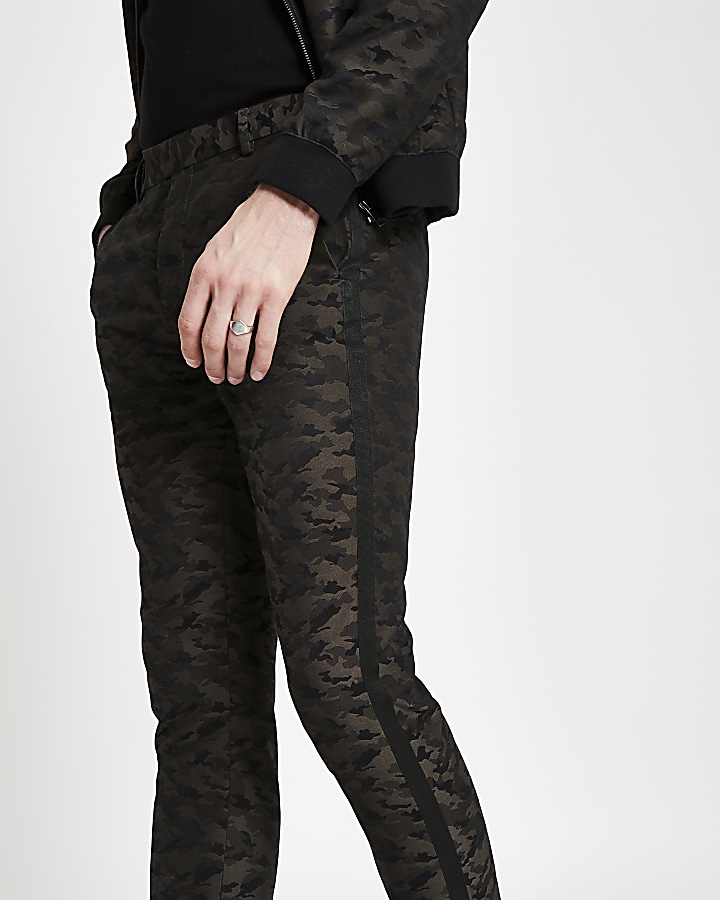 Green camo skinny fit smart trousers