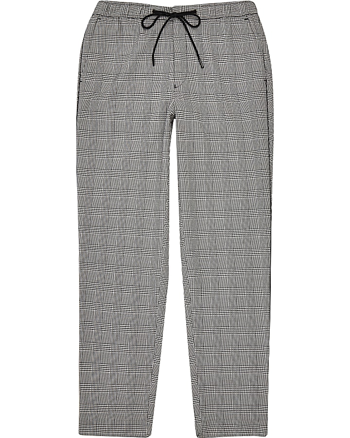 Grey check tape side skinny joggers