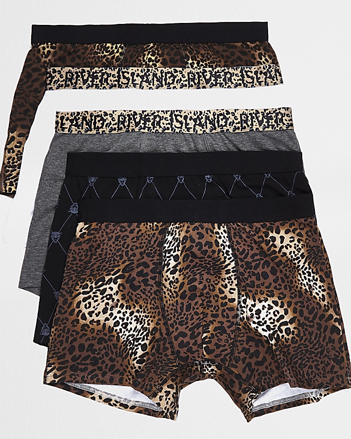 Brown leopard print trunks multipack