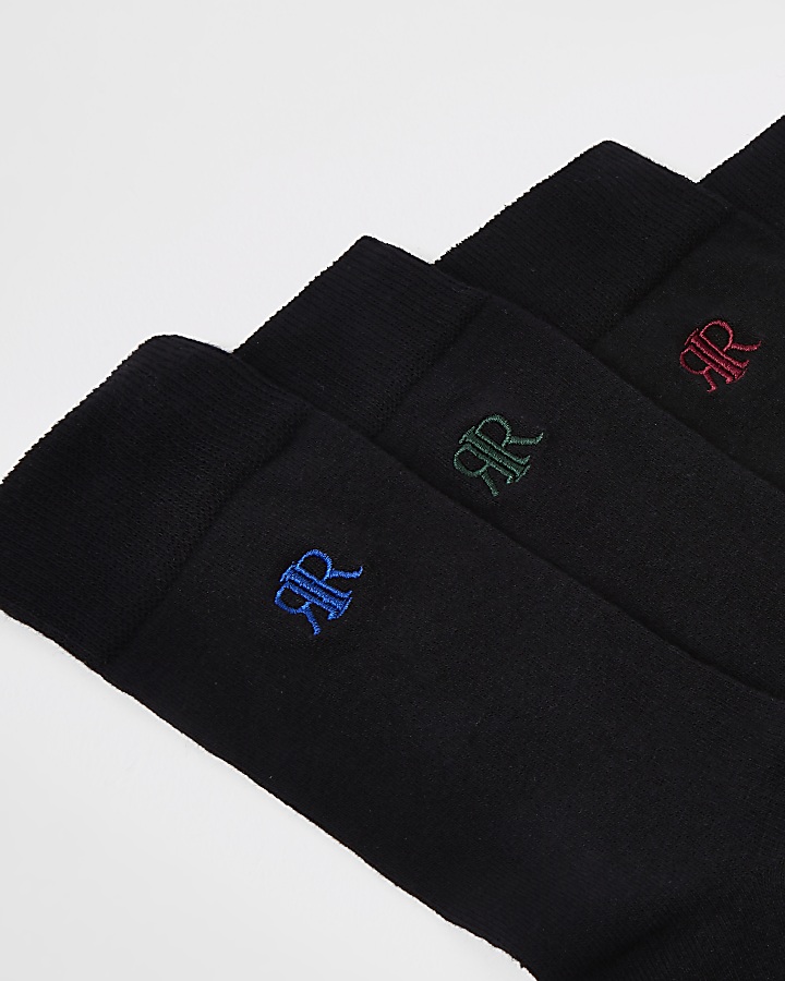 Black RI embroidered socks 5 pack