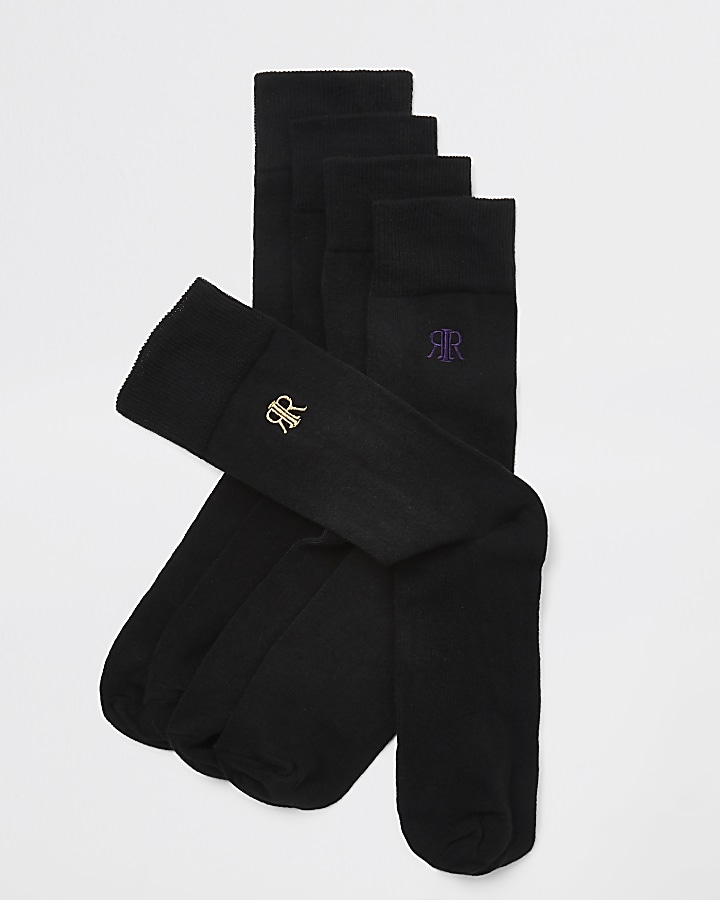 Black RI embroidered socks 5 pack