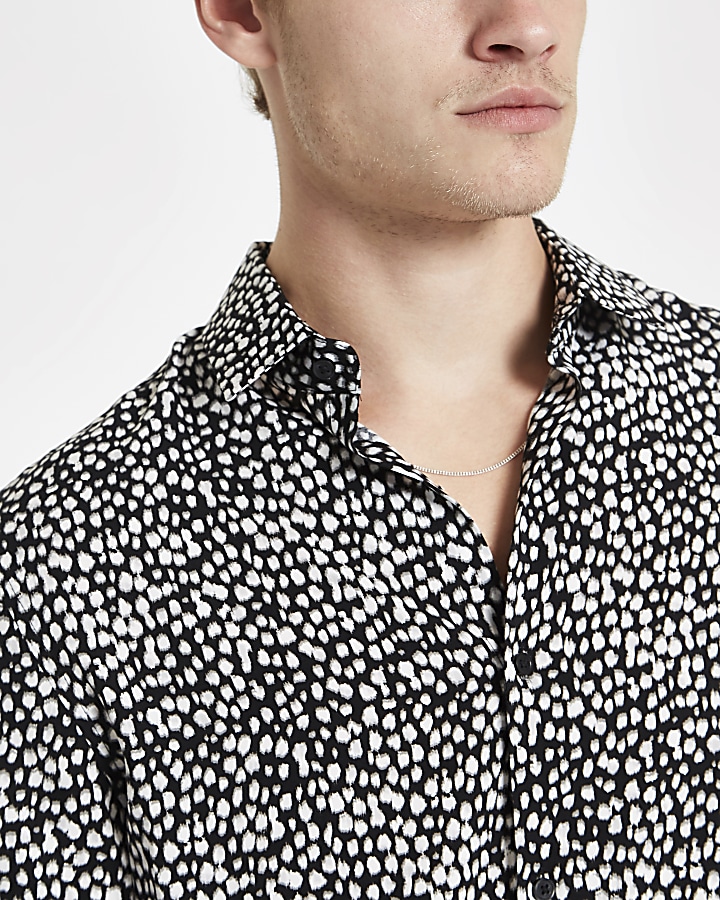 Black leopard print long sleeve shirt