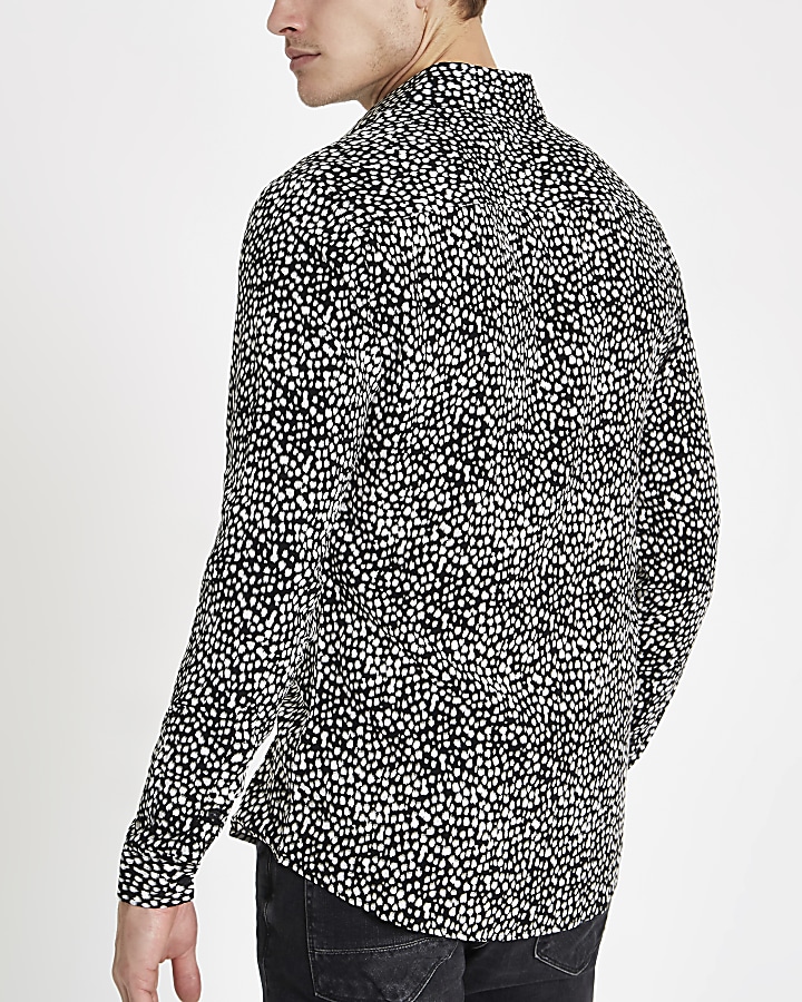 Black leopard print long sleeve shirt
