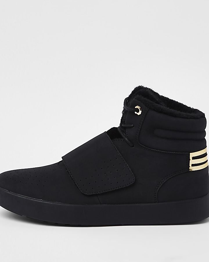 Black borg lined high top trainers