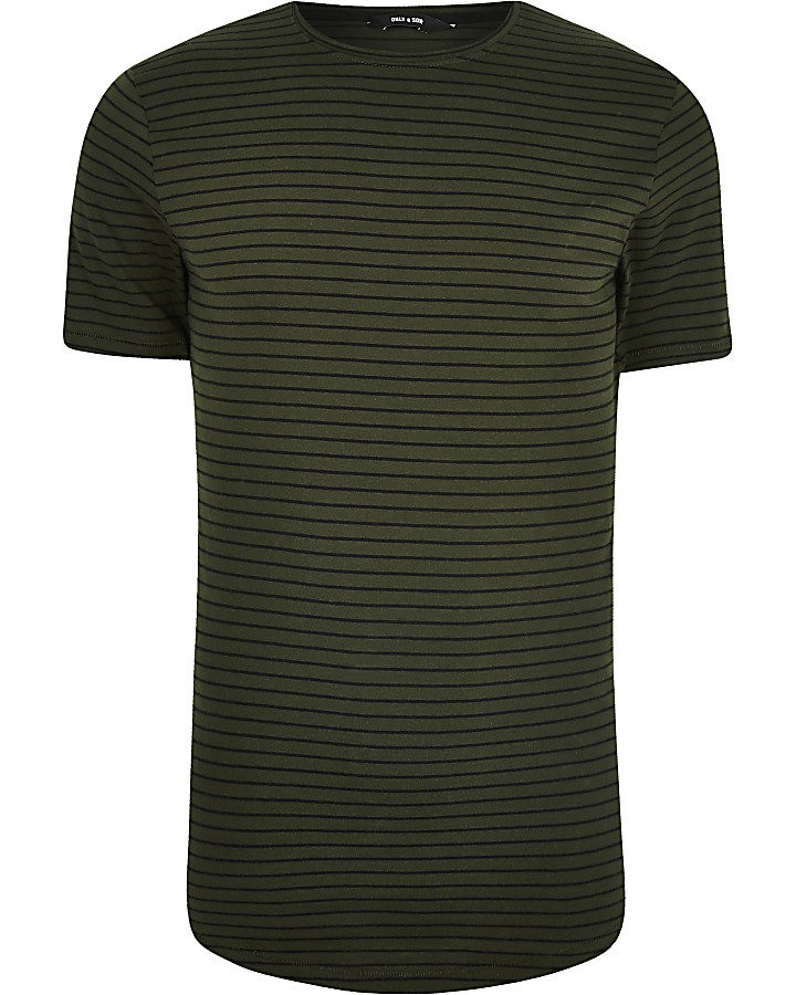Big and Tall Only & Sons green stripe T-shirt