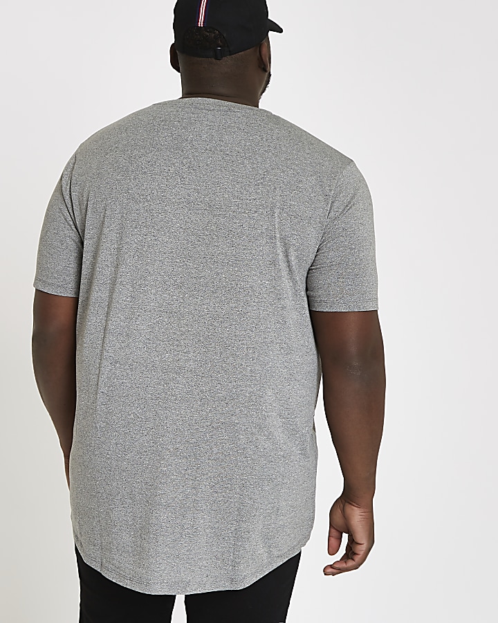 Big and Tall grey R96 curve hem T-shirt