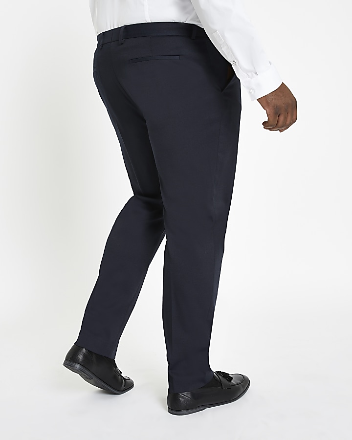 Big and Tall navy skinny fit suit trousers