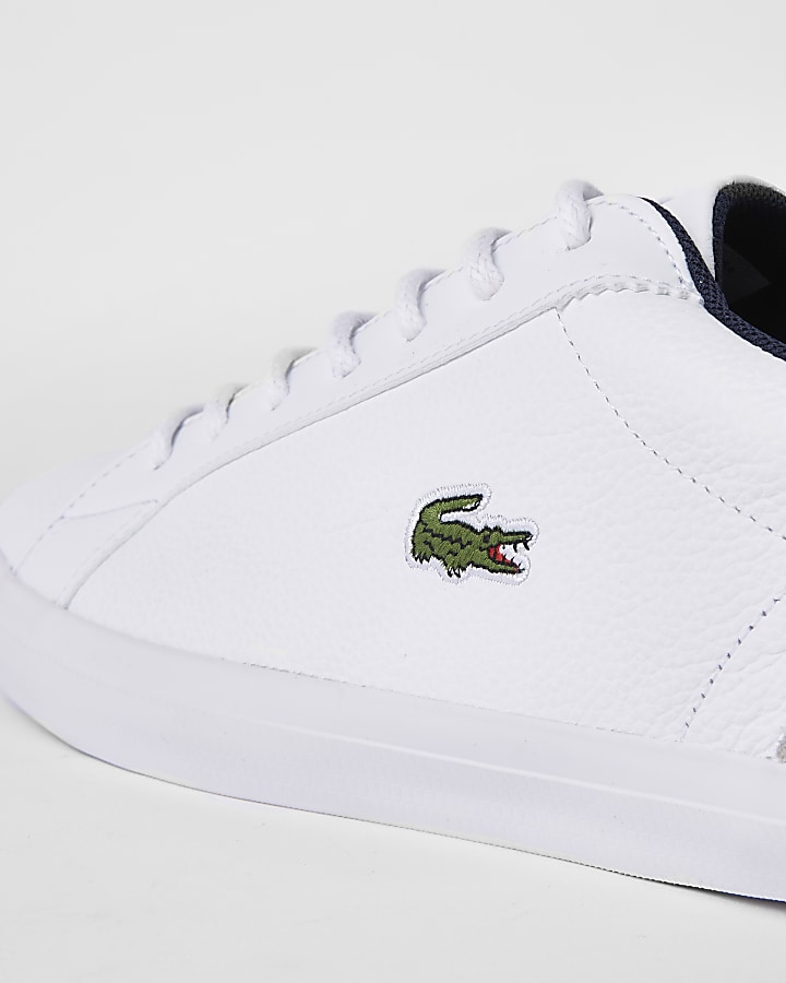 Lacoste white leather contrast trainers