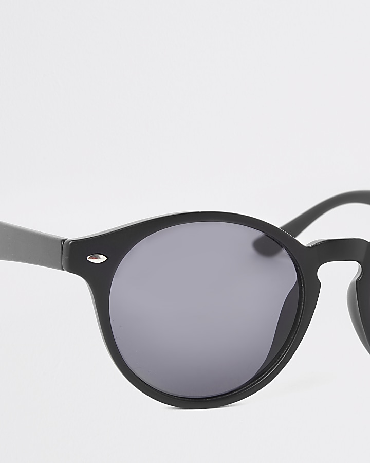 Black matte preppy round sunglasses
