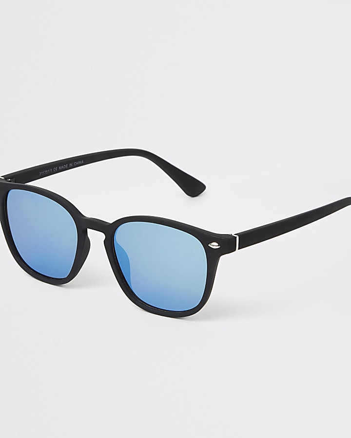 Black slim retro square sunglasses