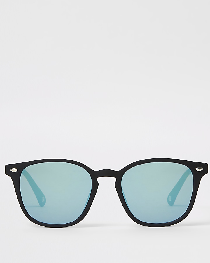 Black slim retro square sunglasses