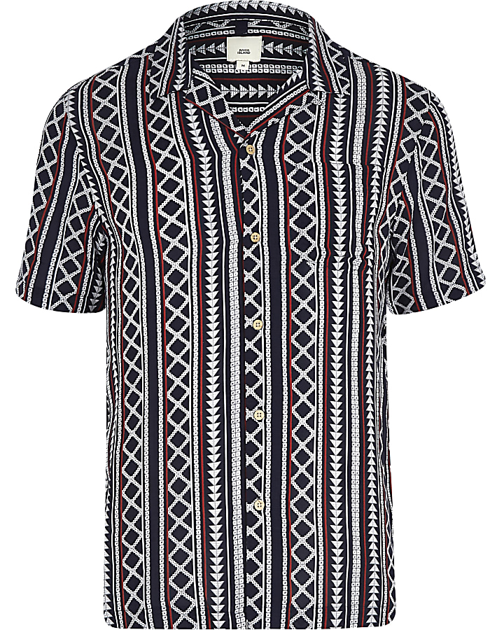 Navy aztec short sleeve shirt