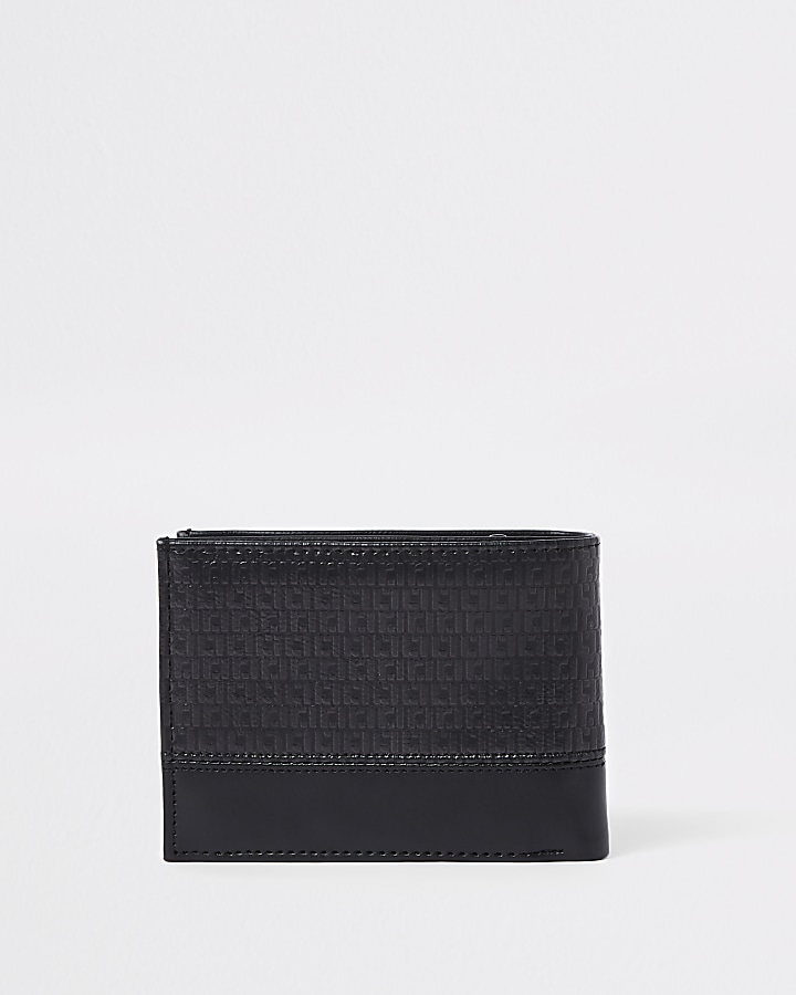 Black RI monogram fold out wallet