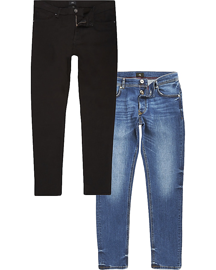 Black and blue Sid skinny fit jeans 2 pack